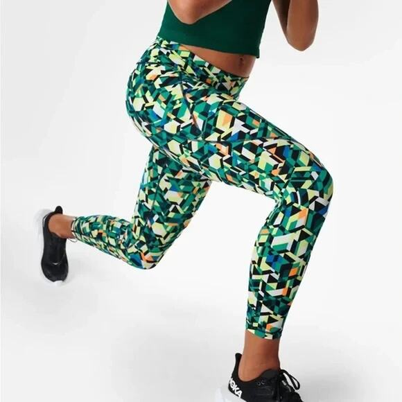 Sweaty Betty Power Zip Pocket Workout Full Length Leggings Size 14 Geometric - Picture 1 of 10